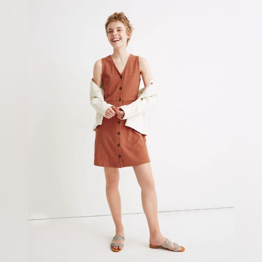 Madewell Sleeveless Button Front Mini Dress Afterglow Red Size XXL